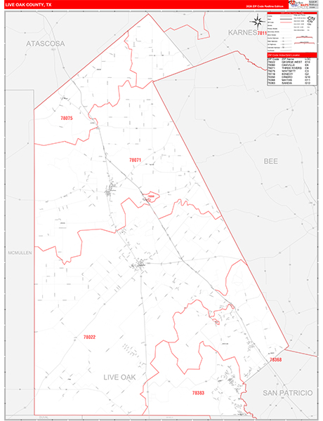 Live Oak County, TX Zip Code Map